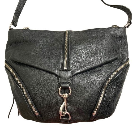 Rebecca minkoff black leather messenger bag